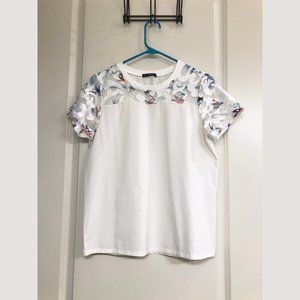 SHEIN White Top with Mesh Sleeve